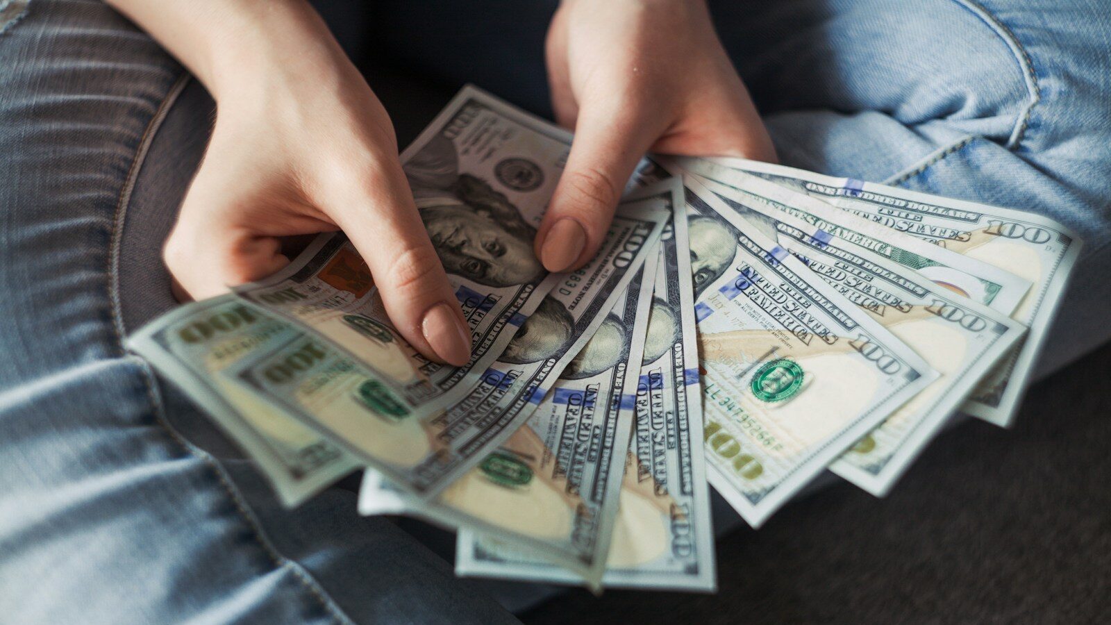 fan of 100 U.S. dollar banknotes
